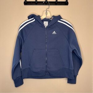 Adidas Kids Cropped Navy Zip-Up Hoodie Size 10/12